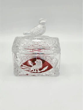 Hofbauer Crystal Trunk Trinket Dish Box From "The Byrdes Collection"